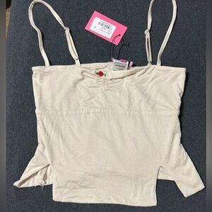 Edikted Beige / cream  Spaghetti Strap Tank Top double slit